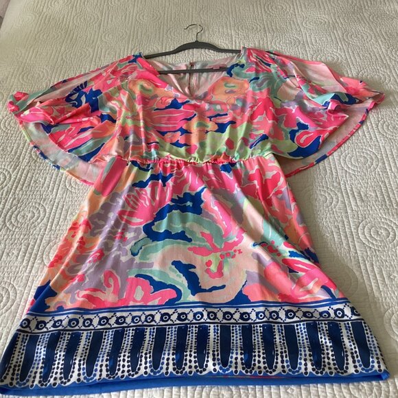 Lilly Pulitzer Gabrielle Caftan Dress Size M Multi Playa Hermosa Print Floral Sl - Picture 11 of 15